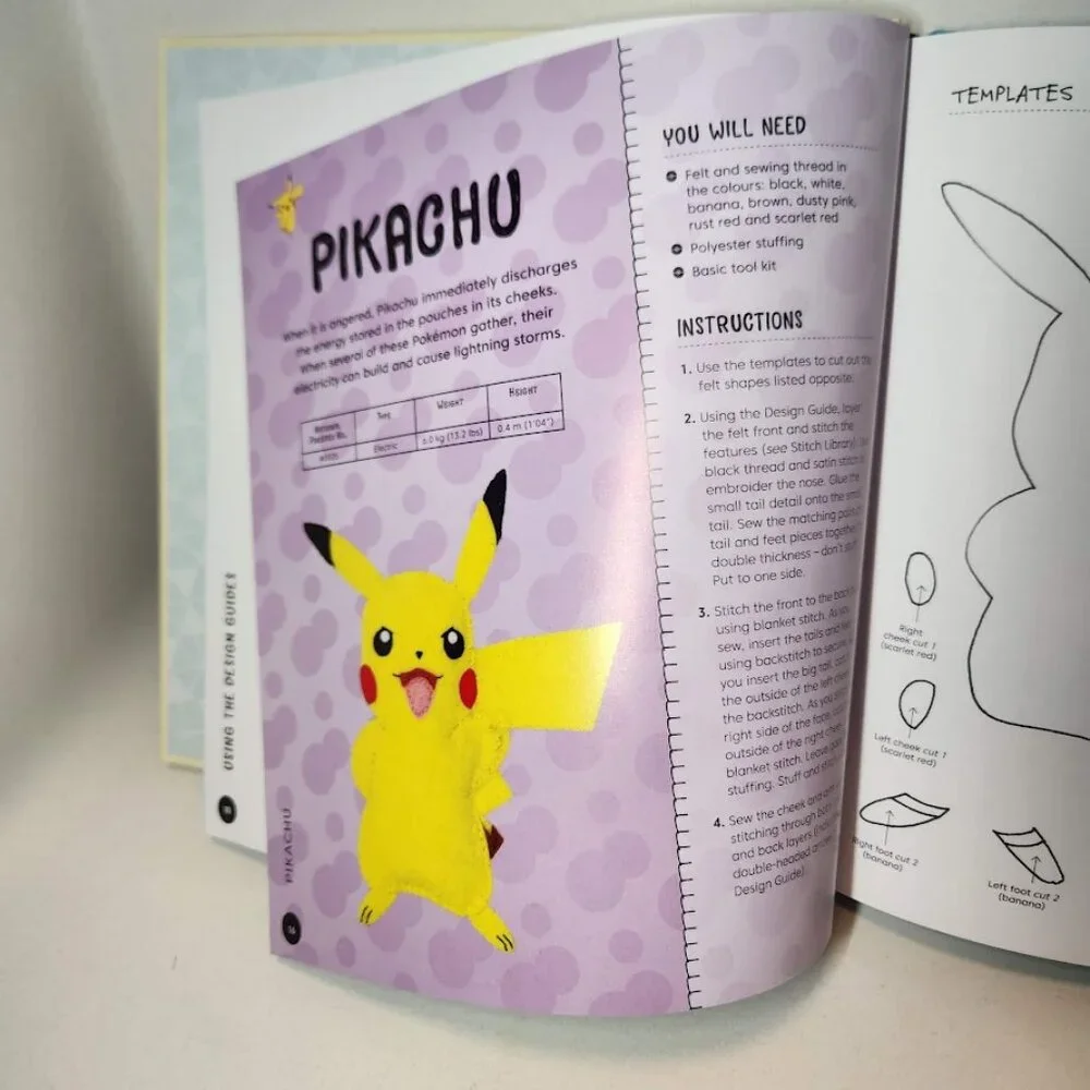 NEW Hardcover Pokemon Sewing Characters Pattern Book Felt Animals Craft Crafting